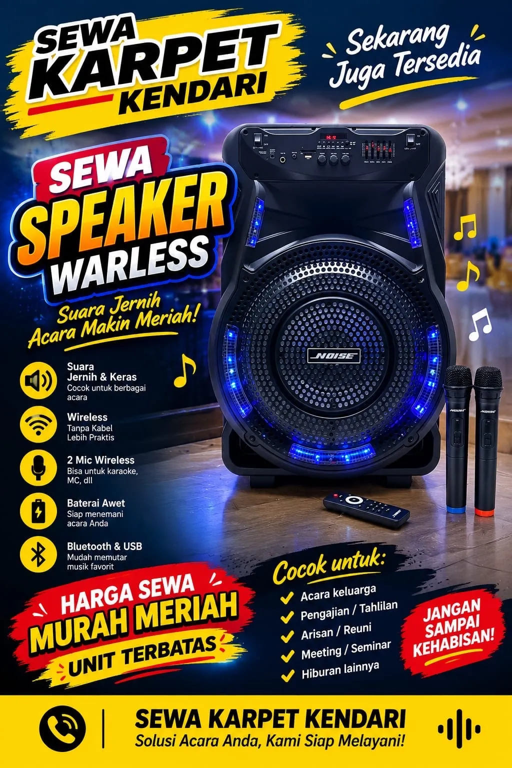 Sewa Speaker Warless bluetooth